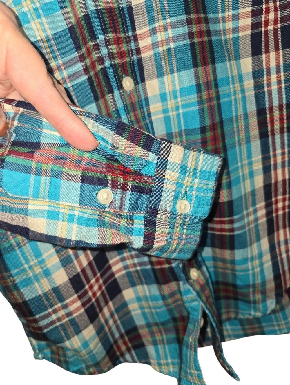 Ralph Lauren Boys Plaid Button-Down Long Sleeve Collar Shirt 100% Cotton Size 7